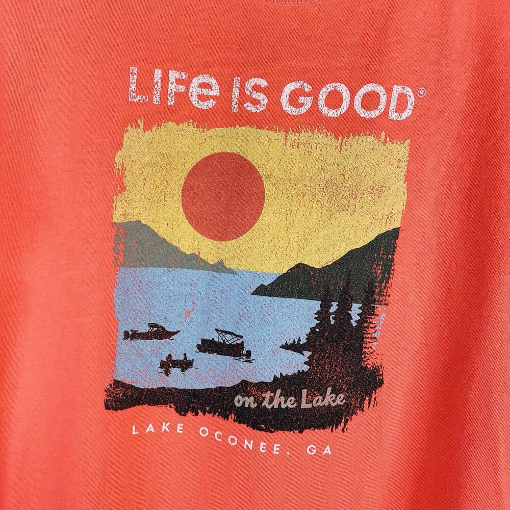 Life Is Good T-Shirt Women's XL Orange Lake Oconee Georgia Crusher Tee Top - Picture 3 of 6